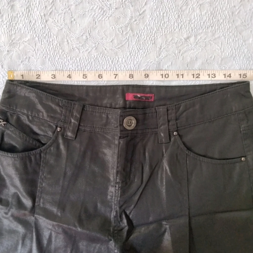 Y2K A-Line Leather Look Black Mini Skirt Women's US Size 6 Fake Leather